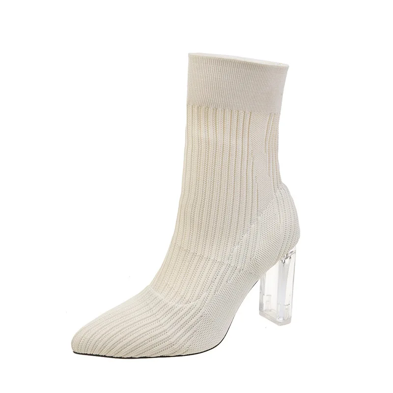 Winter Sexy Sock Boots Knitting Stretch Boots High Heels for Women Fashion Shoes 2023 Spring Autumn Ankle Boots Booties Female
