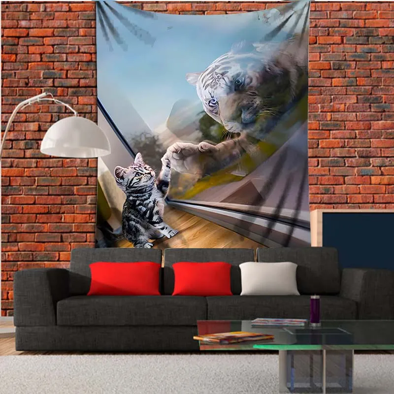 Fantasy Cat Tapestry Pet Dog Tiger Wolf Wall Hanging for Living Room Art Bedroom Dorm Dropshipping |