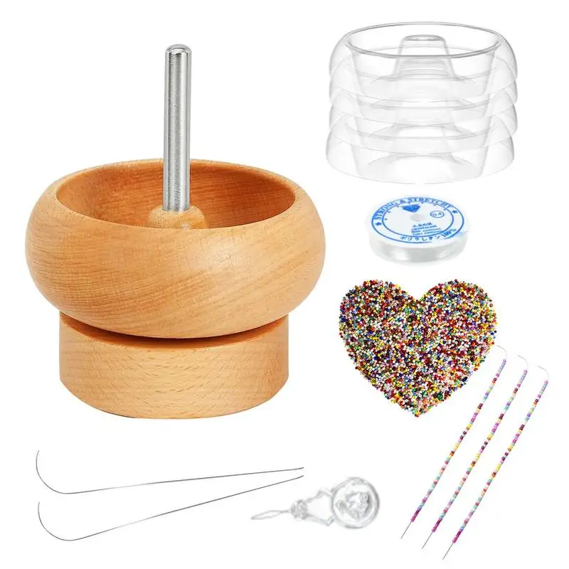 

Bead Spinner Bowl Wooden Waist Beads Kit With Bead Spinner Waist Bead Spinner With 4 Quick Change Bowls 2 Large Eye Beading