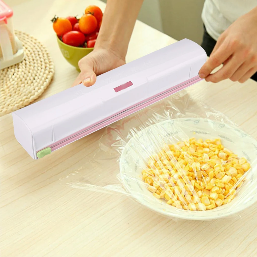 

Cling Film Wrap Storage Holder Box Stainless Steel Preservative Film Dispenser Seal Aluminum Foil Wax Paper Cutter