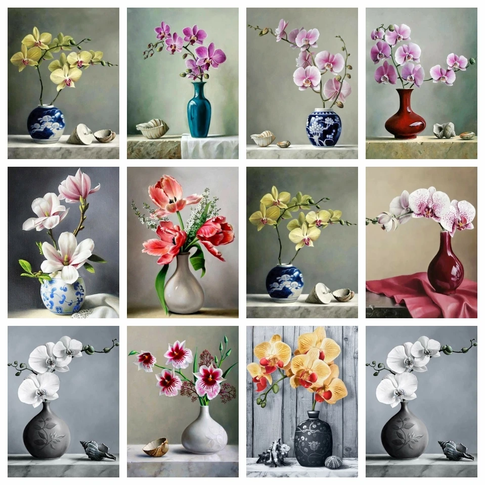 

Diy Oil Painting By Numbers Flower Vase Drawing Handpainted Art Wall Bedroom Living Room Home Kids Room Decoration Unique Gift