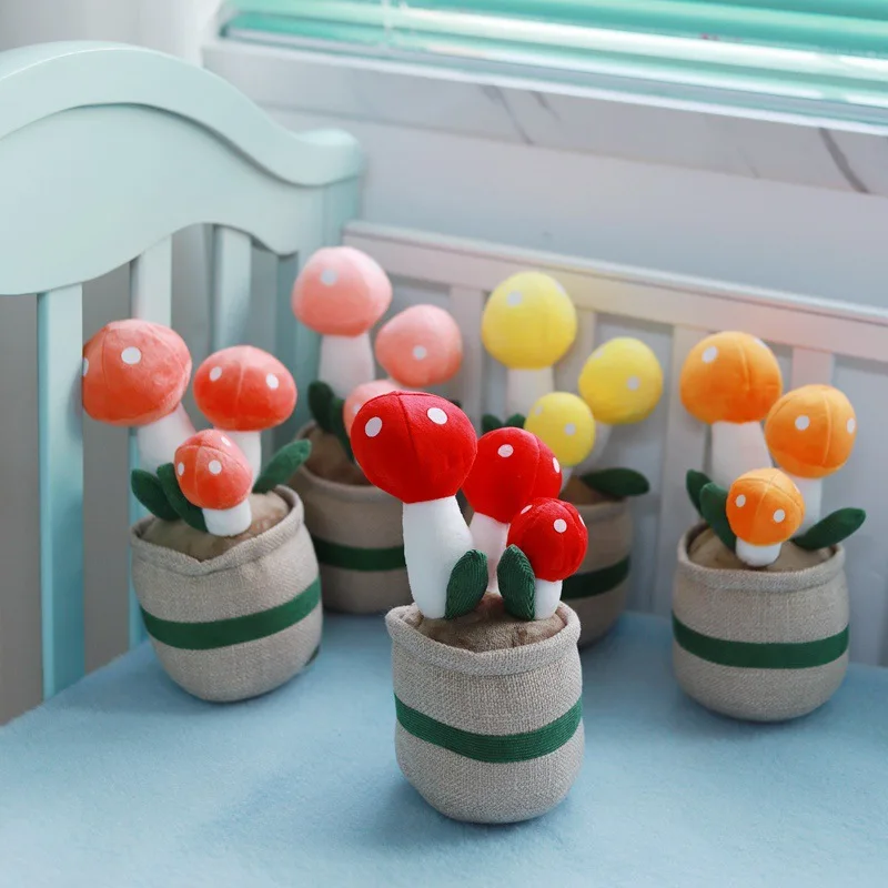 

New cute potted plant mushroom plush toy emulated mushroom bouquet ornament living room small flower home decoration decor