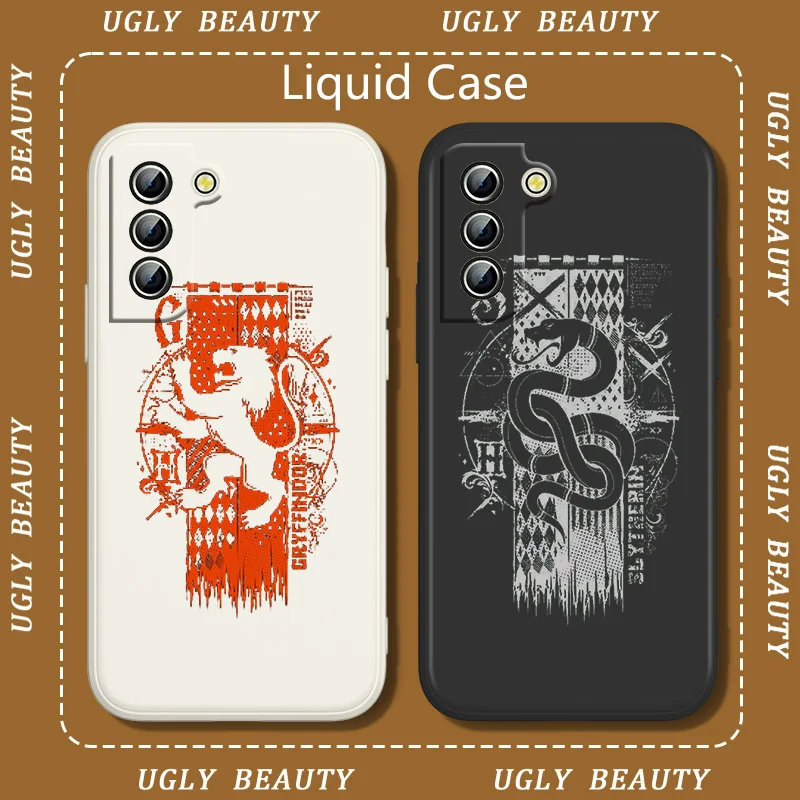 

School of Magic Harryy Potterer logo Phone Case For Samsung Galaxy S10 S20 S21 S22 Pro Plus Lite Note10 Note20 Liquid Rope Cover