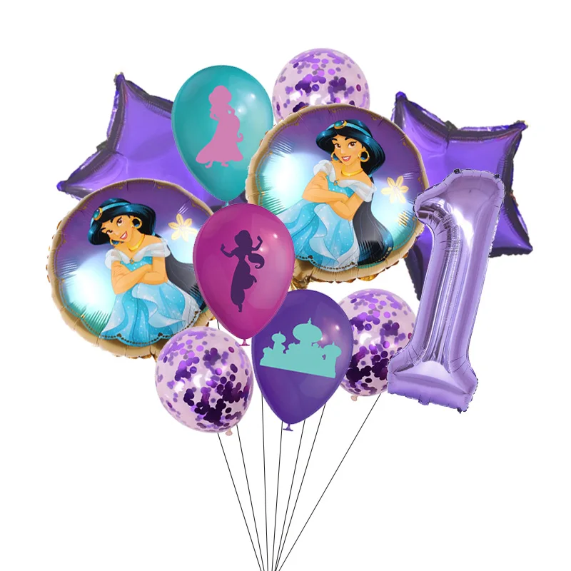 

Purple Princess Jasmine Latex Balloon Girl Birthday Party Supplies Home Decor Number Ballon Baby Shower Wedding Decoration