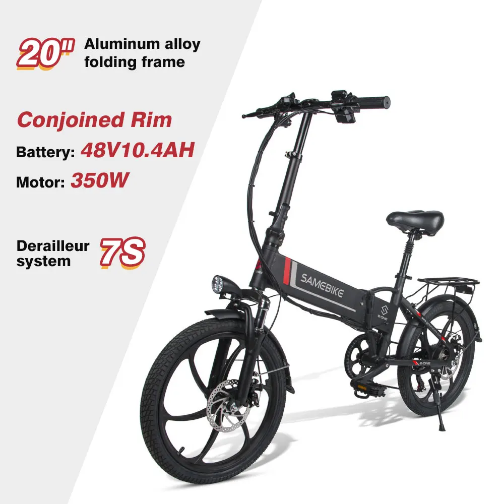 Buy Ue eua reino unido estoque 20 bicicleta elétrica dobrável 48v 10.4ah 350w e bike shimano 7 velocidade freio a disco e moped mtb bicicleta dobrável