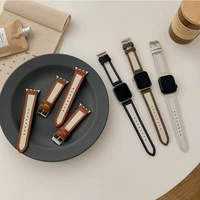 leather canvas strap for apple watch 7 45mm 41mm 6 5 4 se 44mm 40mm smart watch breathable wristband for iwatch 3 42mm 38mm band