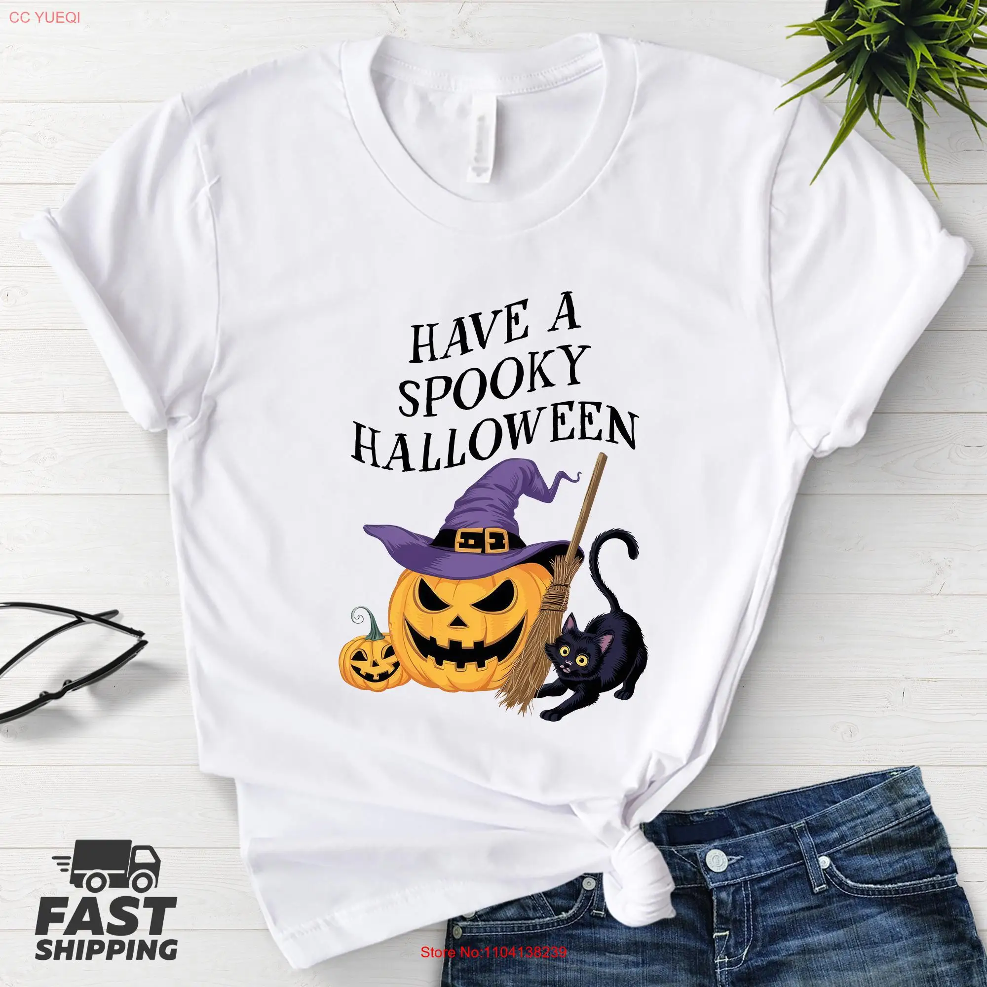 Футболка Have a Spooky Halloween для вечеринки в честь Хэллоуина или тыквы TreaT с длинными