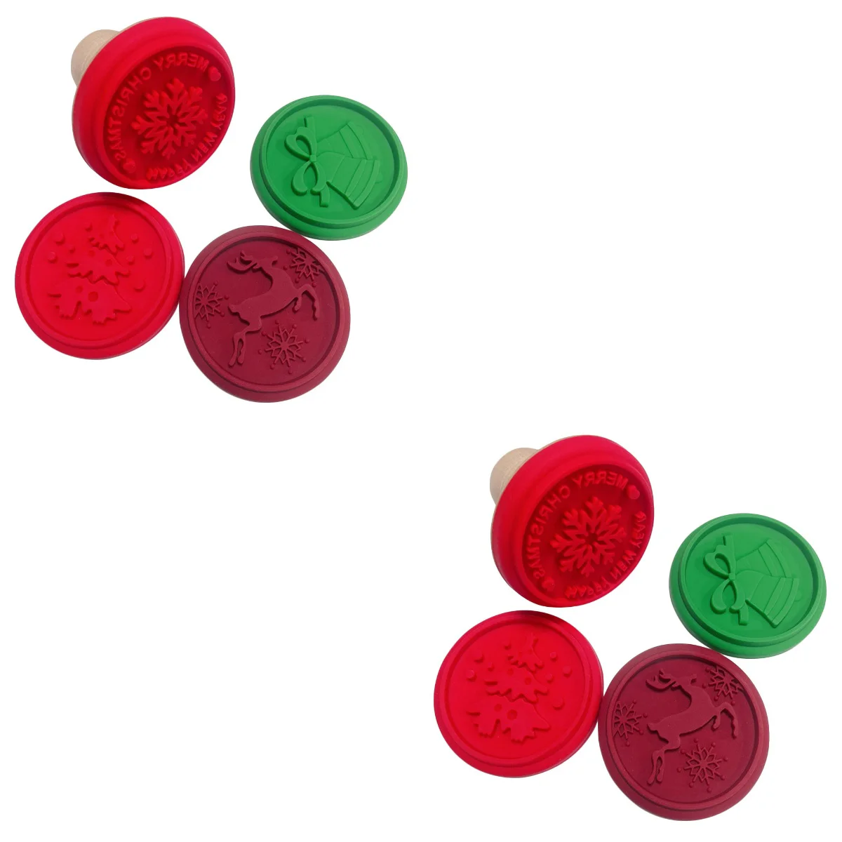 

2 Sets Cartoon Handle Xmas Fondant Embosser Biscuit Stamp Christmas Biscuit Stamp Cookie Decorative Cookie
