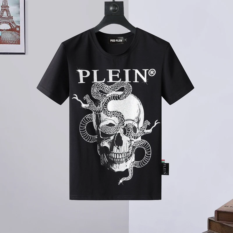 

2023 summer PLEIN BEAR Men's T-shirt Snake Skull And Plein Classic T-shirt with Crystals 100% Cotton Men Tops Comfortable Tees