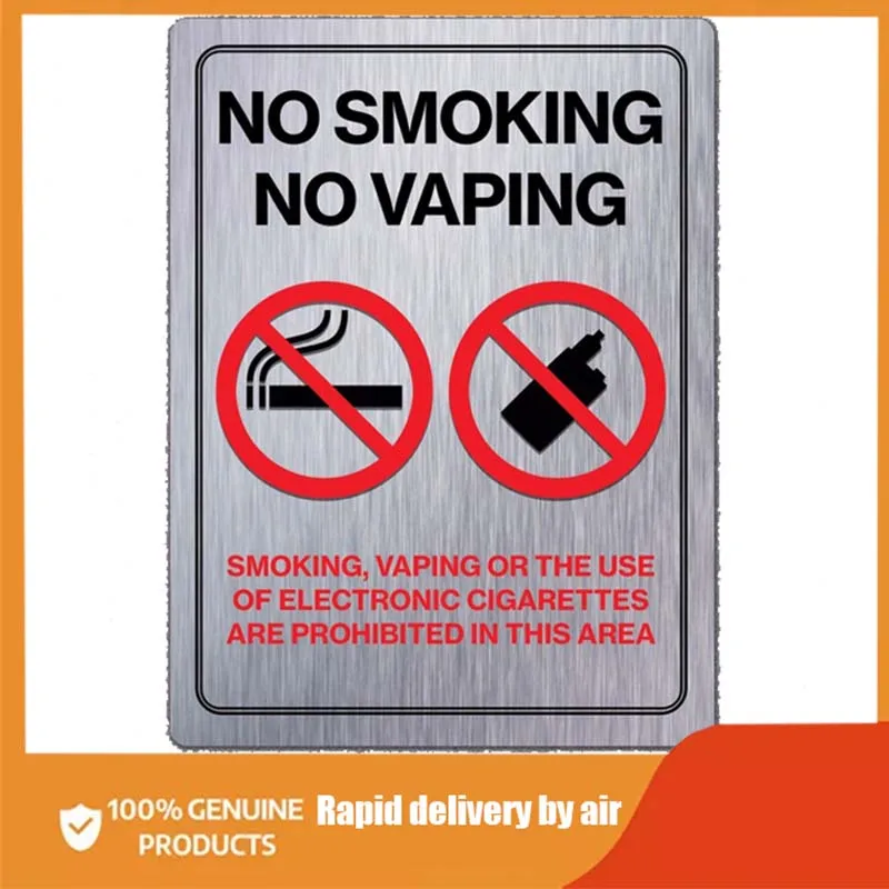 

Metal No Smoking Vaping Notice Tin Sign Brushed Aluminium wall decor room decor home decoration wall