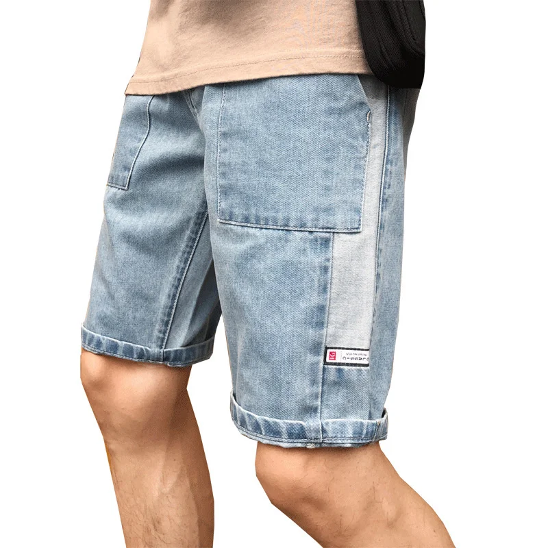 

Ripped Summer Men's Pocket Denim Shorts Hip-Hop Jogging 5 Cent Shorts Paint Student Casual Straight Loose Short Jeans