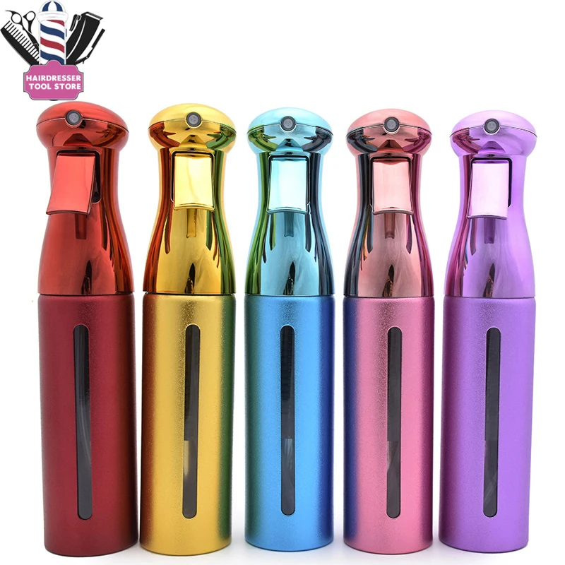 

300ML Electroplating Color Spray Bottle Portable Continuous Aluminum Cosmetics Alcochol Empty Refillable Water Can Barber Tools