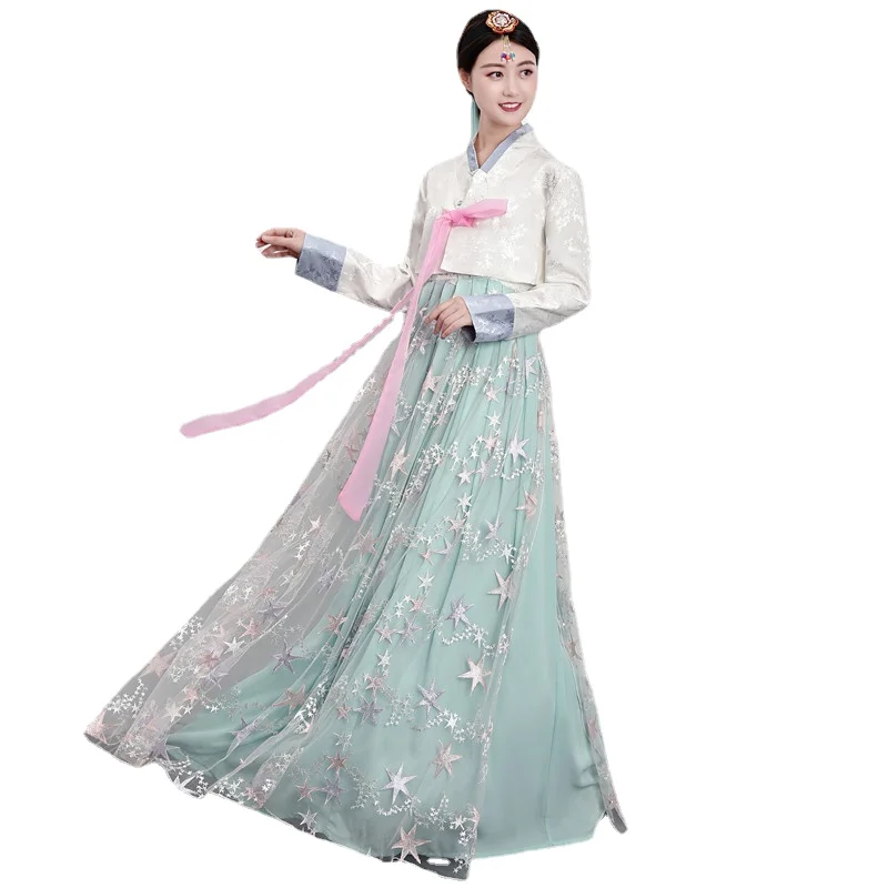 

Women Hanbok Skirt Korean Traditional Costume Court Marriage Korean Folk Performance Stage Dance Performance Costume Set