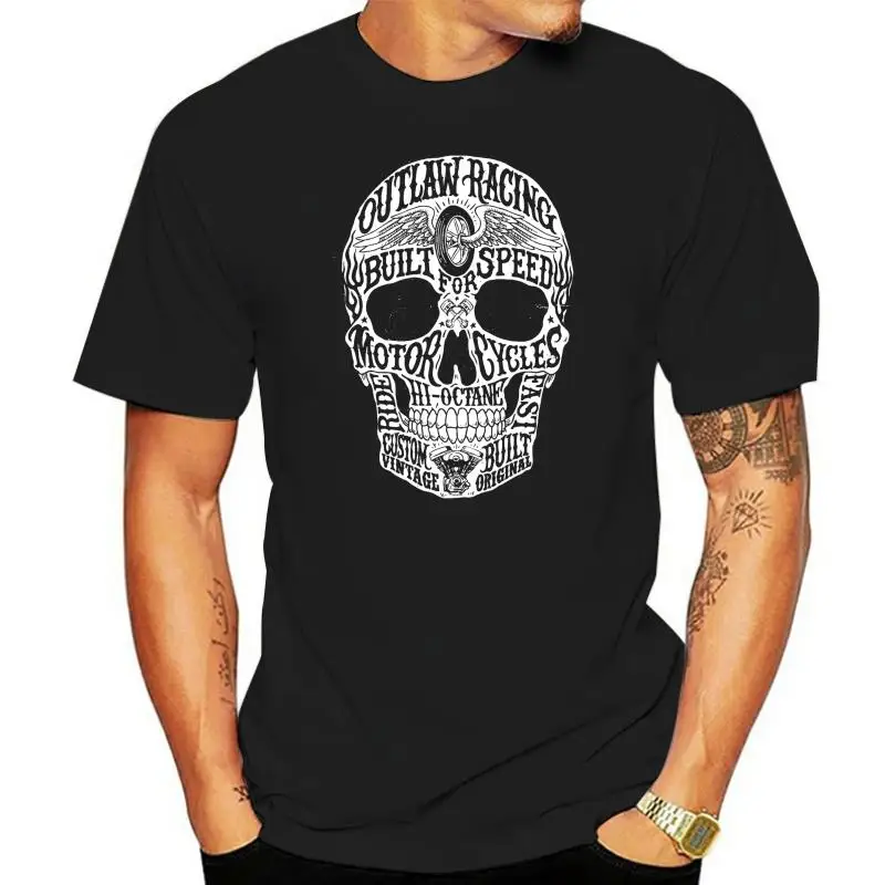 

2022 New Mens T Shirts HI-OCTANE Skull T-Shirt Uomo S-2XL BIKER Rock Metal OUTLAW MOTORINO CAFE RACER Print Round Neck Man