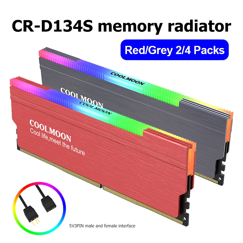 

COOLMOON ARGB теплоотвод ОЗУ Высокая совместимость 5 в 3PIN расширитель памяти охладитель Модифицируемый RGB охлаждающий жилет для ПК настольного ПК...