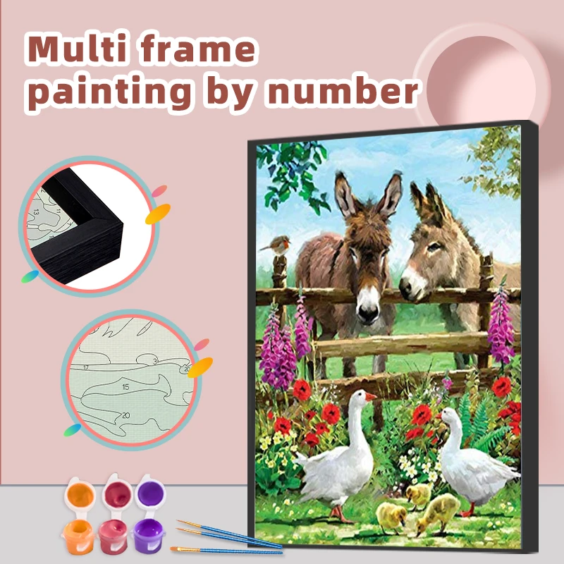 

CHENISTORY With Multi Aluminium Frame Kits Painting By Numbers Ranch DIY Acrylic Paint Modern Wall Art Picture For Home Decor