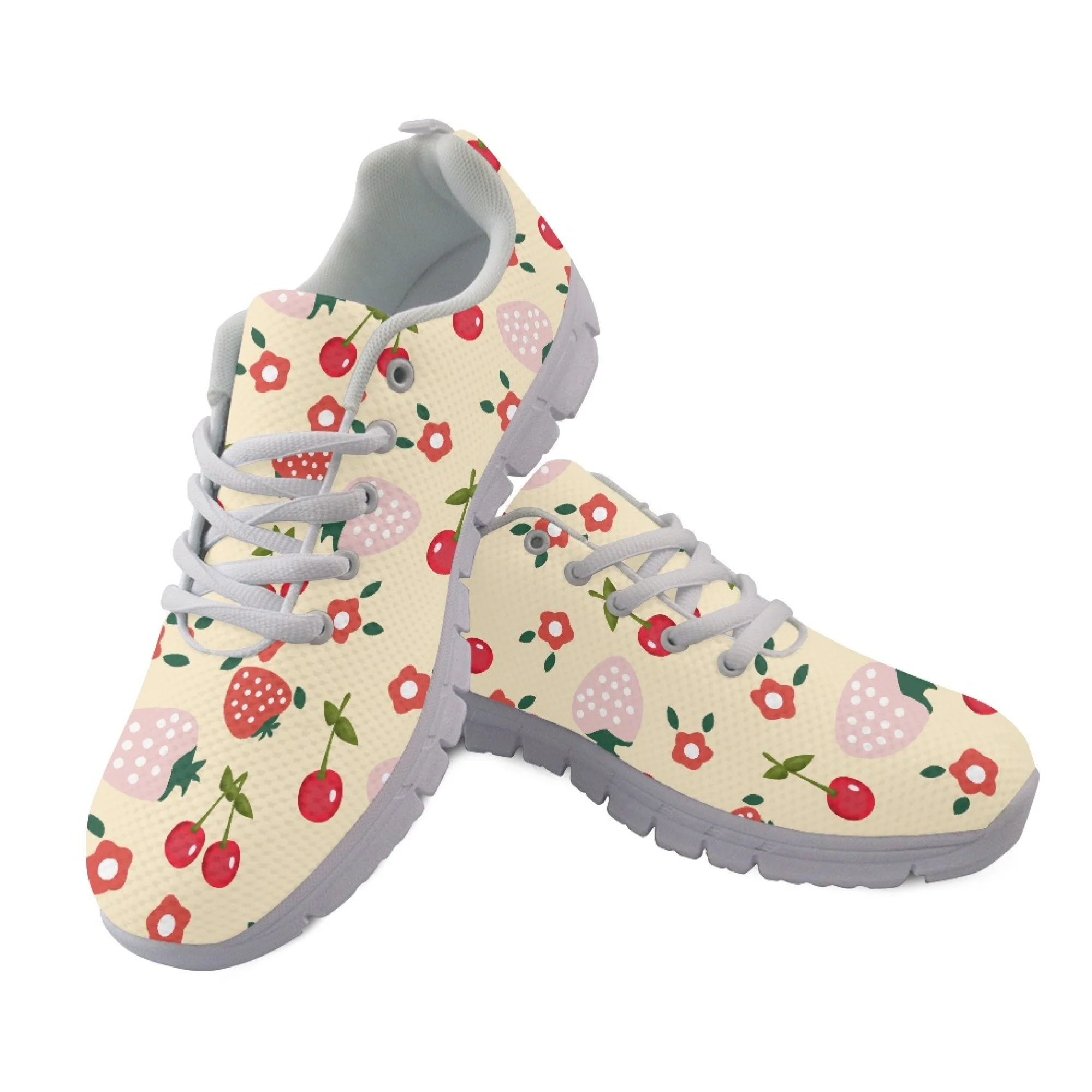 

Женские сетчатые дышащие кроссовки с фруктовым принтом Yikeluo, повседневная обувь на шнуровке, женские кроссовки на платформе, женская обувь