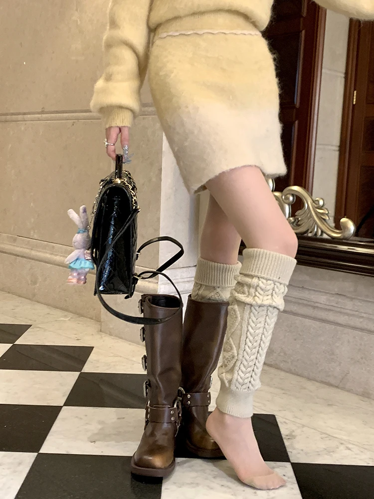 Вязаные гетры Cnorahk Twist флисовые носки с отбортовкой Южная Корея такой же как Boss