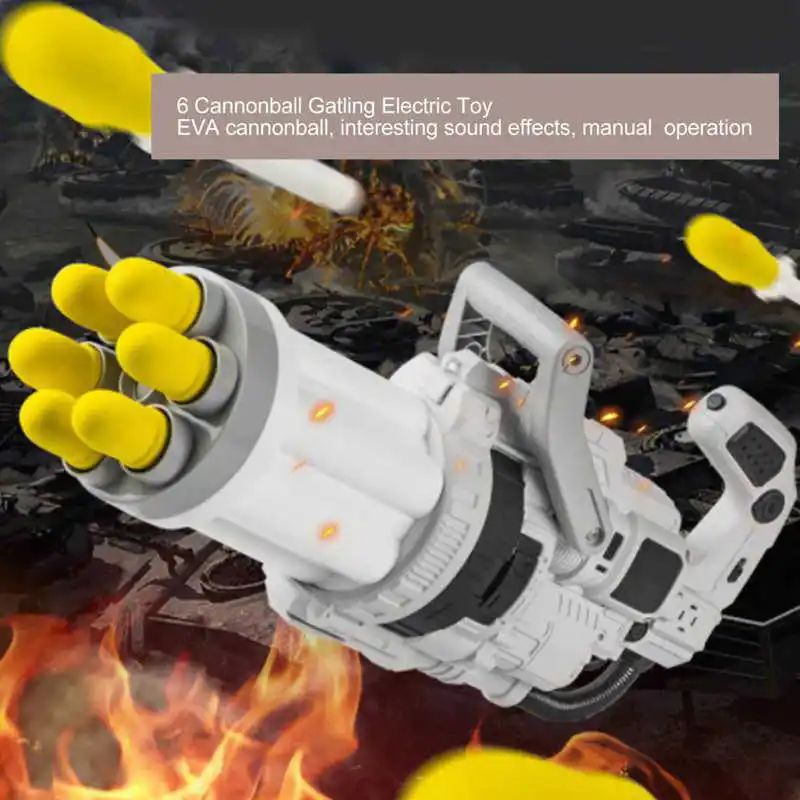 

Funny Water Balloons Gatling Electric Toy EVA Soft 6 Cannonball Multiplayer Interaction Kid Gatling Electric Toy With Sound