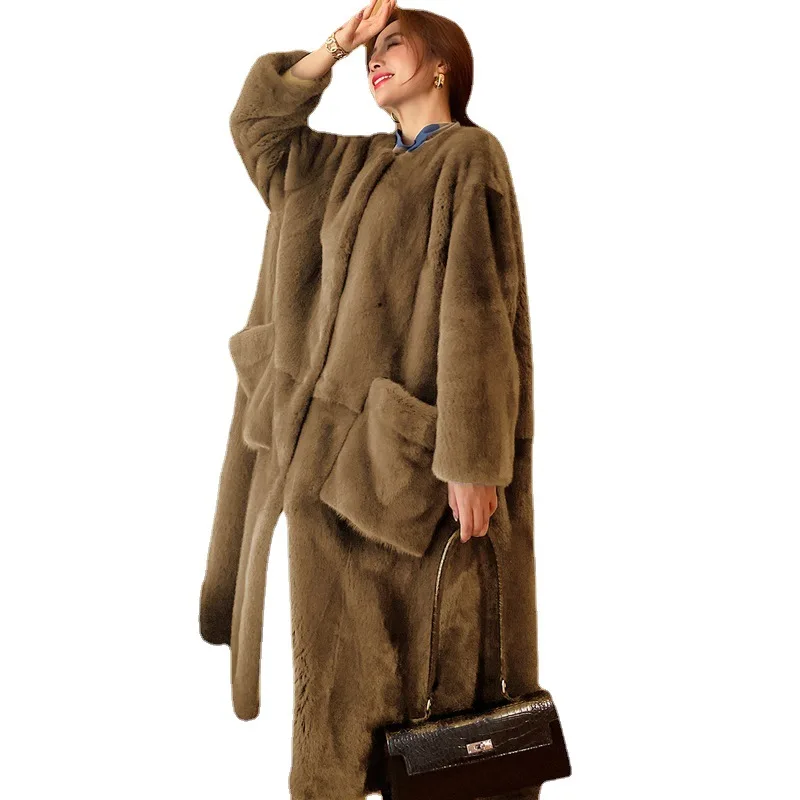 New Winter Fashion Casual Faux Fur Temperament Coat Loose Medium Length Womens Coat