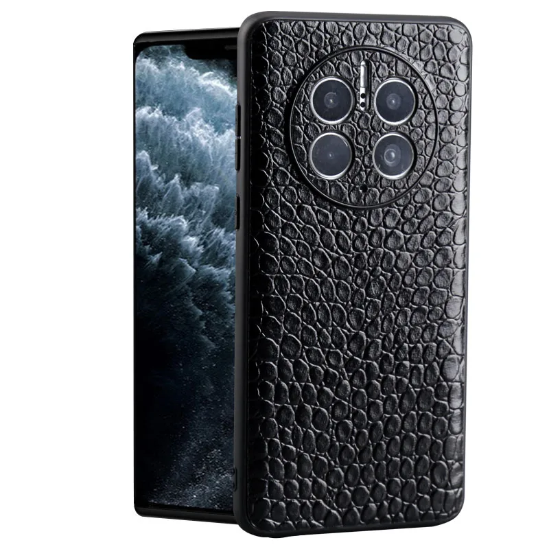Leather Cowhide phone Case For huawei mate 50 40 30 20RS All-inclusive lens Phone Case Crocodile skin Back Cover case Funda enlarge