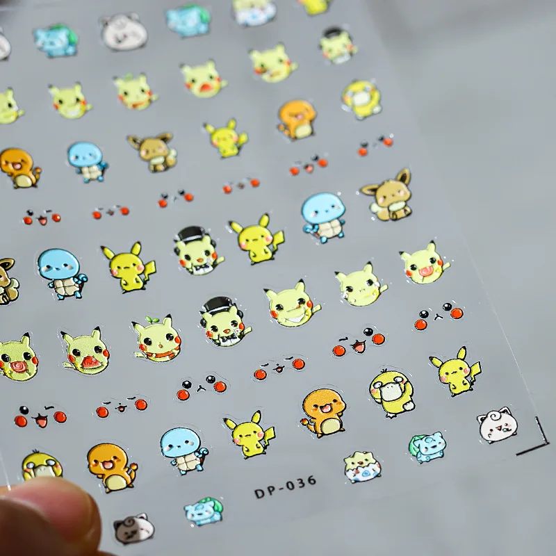 

Kawaii Pokemon Anime Embossed Nail Art Stickers Pikachu 5D Nail Stickers Girls' Hearts Jewelry DIY Things High-end Stickers