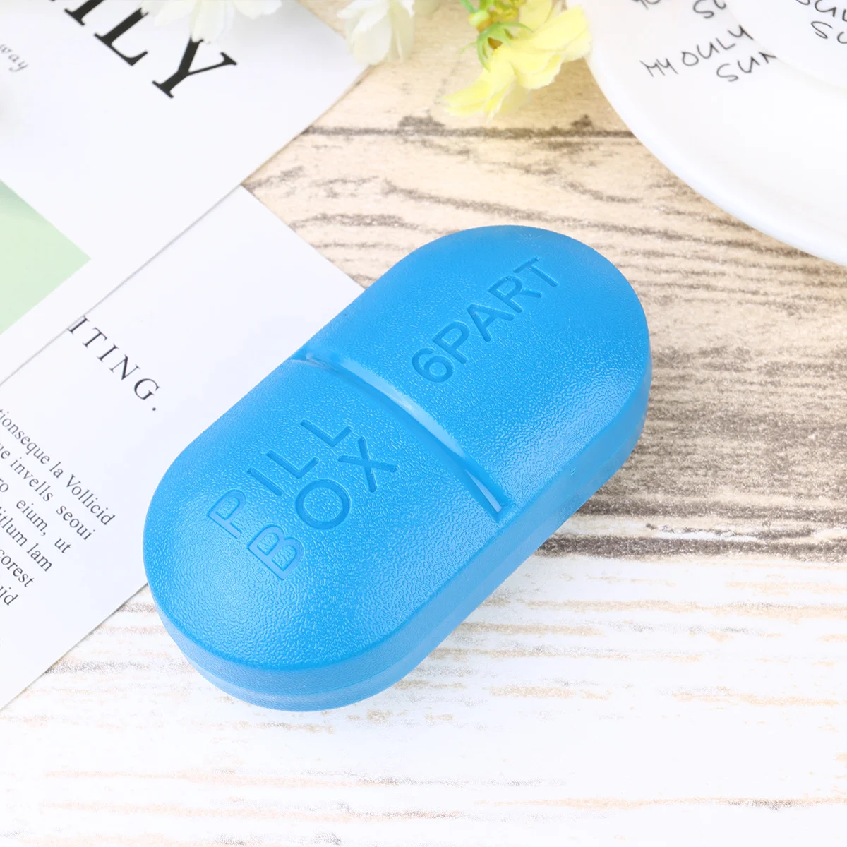 

2PCS Portable Box Emergency Medicine Sub Container Oval Six-compartment Capsule Box Mini Medicine Case Plastic