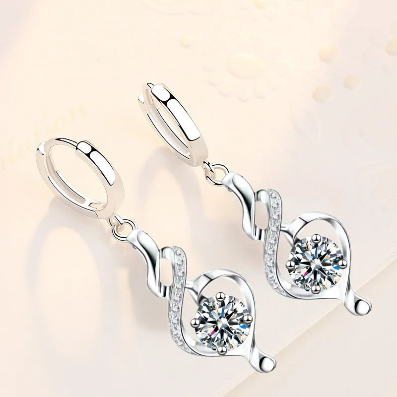 

Модные женские ювелирные изделия из серебра 925 пробы, высококачественные полые серьги средней длины с фианитом