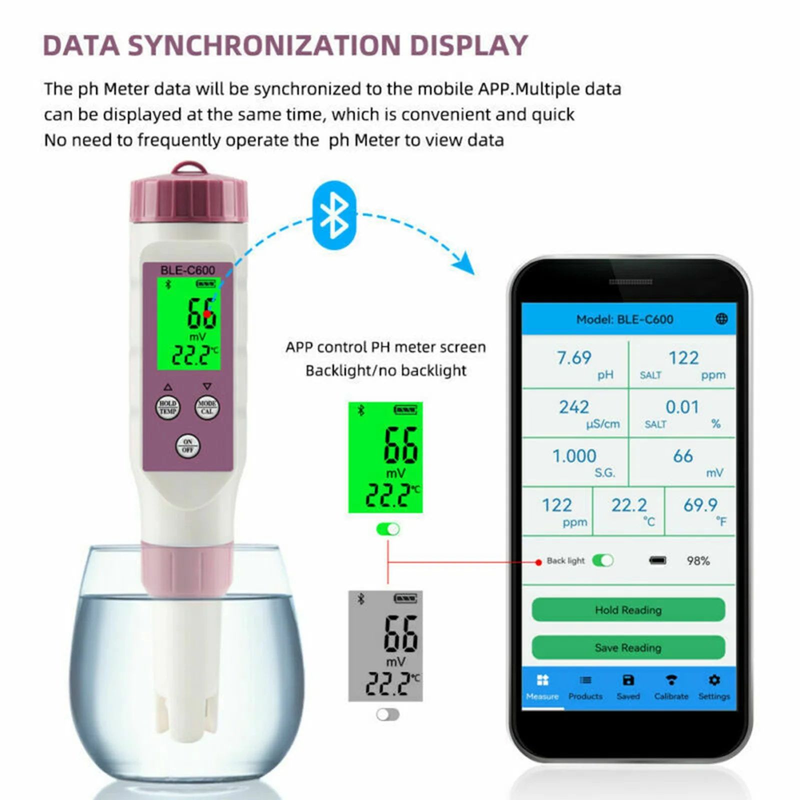 

7 in 1 Digital Drinking Water Tester Pen Bluetooth Phone App Data Monitoring Smart Water Quality Detector Salinity Meter PH/TDS