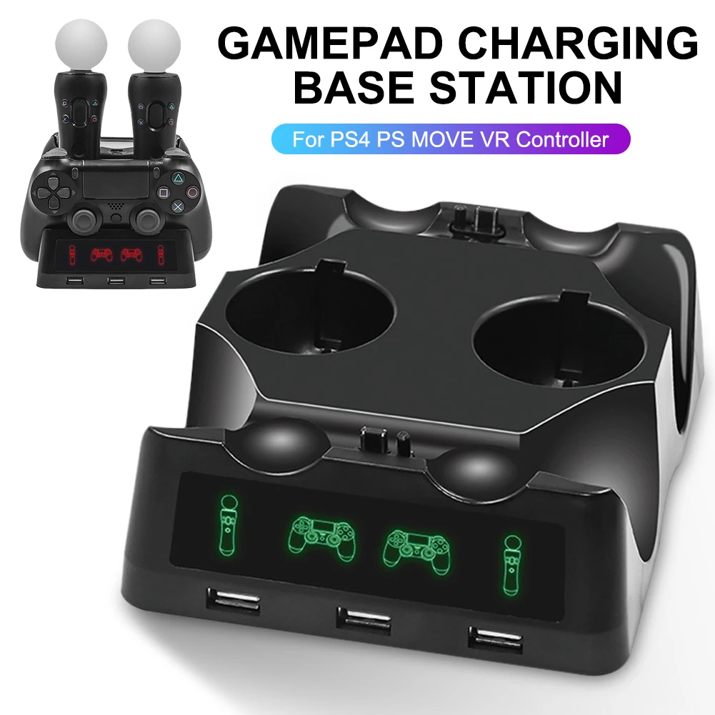 

HBP 118 Gamepad Controller Charging Charger Dock Handle Base Station For PS4 PS MOVE VR Controller Two-color LED Display