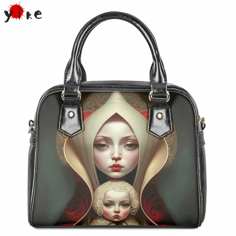 

Yikeluo Bolsa Feminina Bags for Women Sugar Skull Day Of The Dead Print PU Top-handle Female Gothic Luxury Shoulder Handbags