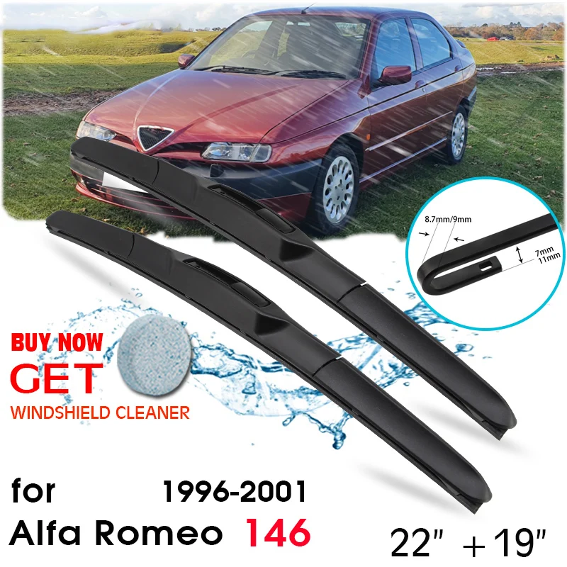 

Car Blade Front Window Windshield Rubber Silicon Refill Wiper For Alfa Romeo 146 1996-2001 LHD / RHD 22"+19" Car Accessories