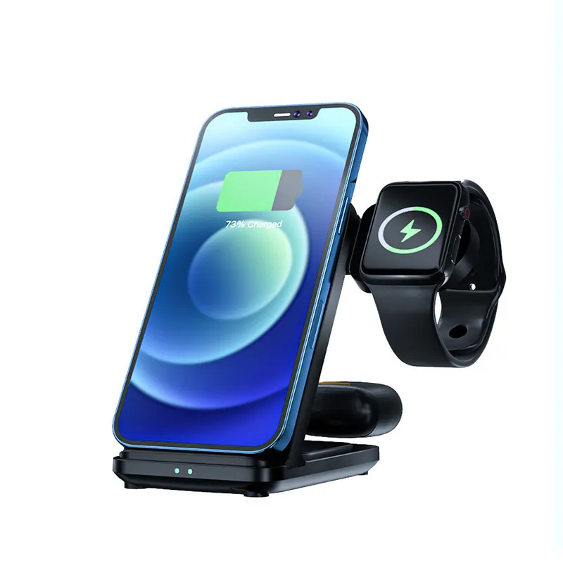 

3 in 1 Wireless Charger Stand For Apple Watch 6 5 4 3 2 AirPods iPhone 12 11 XS XR X 15W Fast Charging Dock Station For Samsung