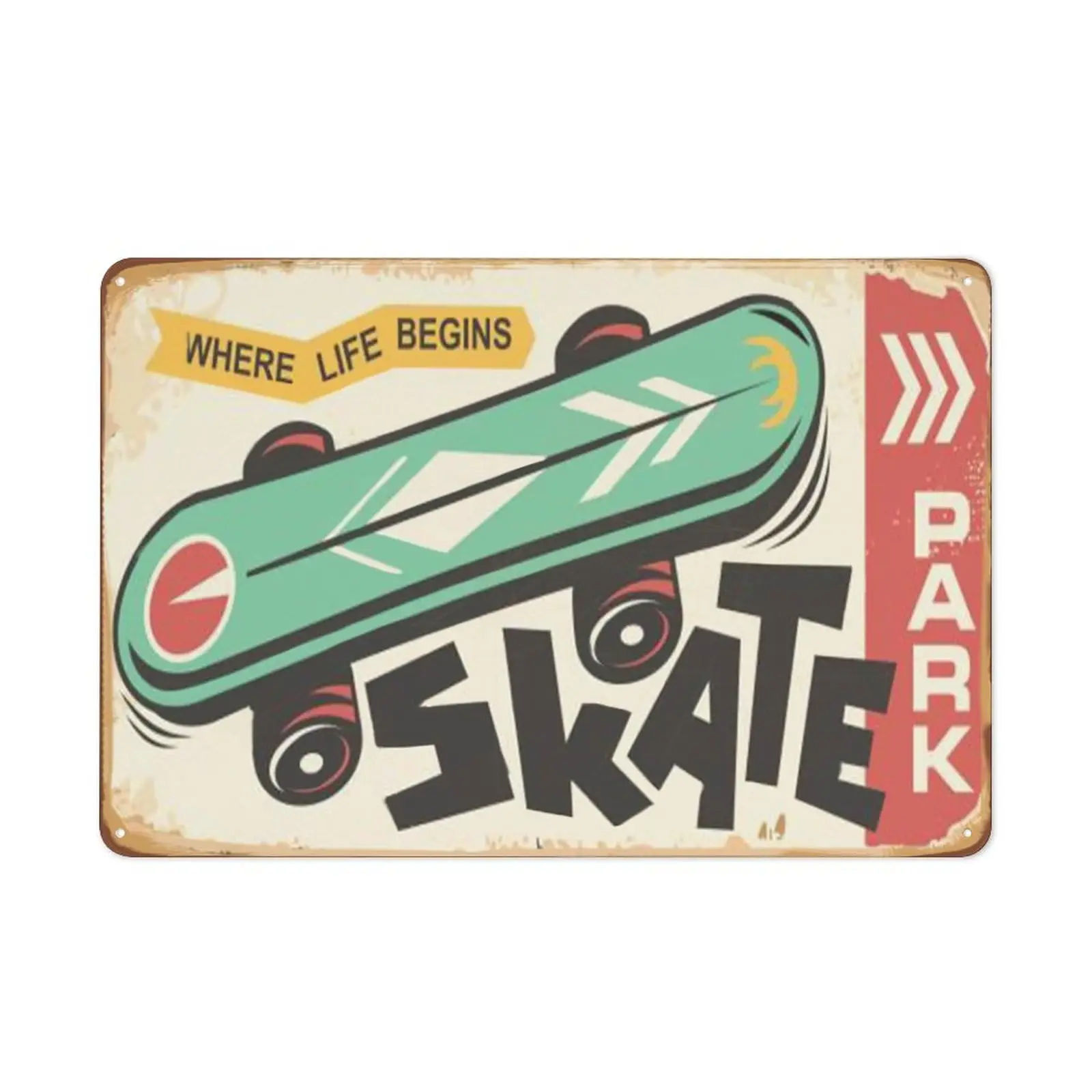 Где жизнь начинается скейт-парк знак скейтборда ретро зимний декор большие