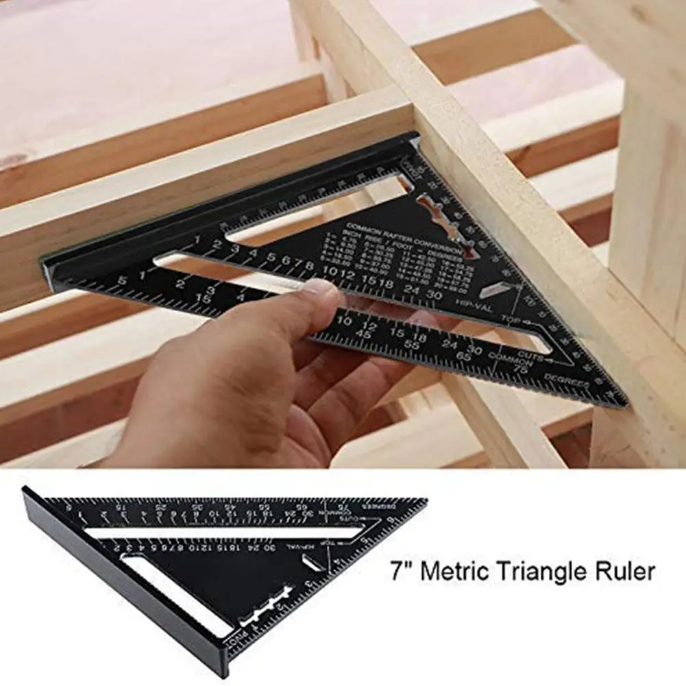 

7inch 90° Triangle Carpenter Square Ruler Aluminum Alloy Triangular Ruler Measuring Square Ruler Woodworking Tools