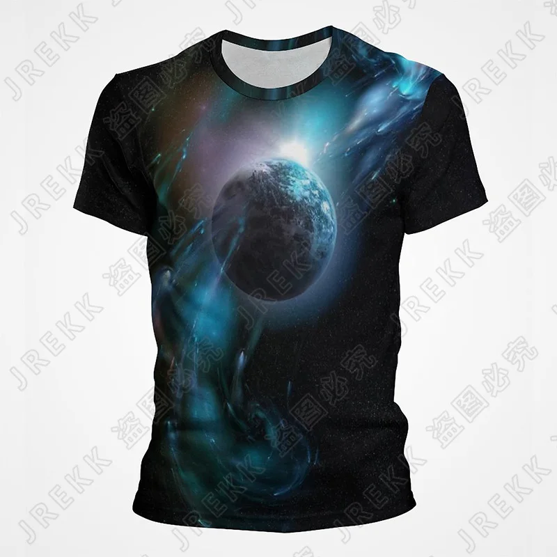 

Summer T Shirt Men Milky Way Earth 3D Printed T-Shirt Casual O-Neck Short Sleeve Tees Space Universe Style Oversized Streetwear
