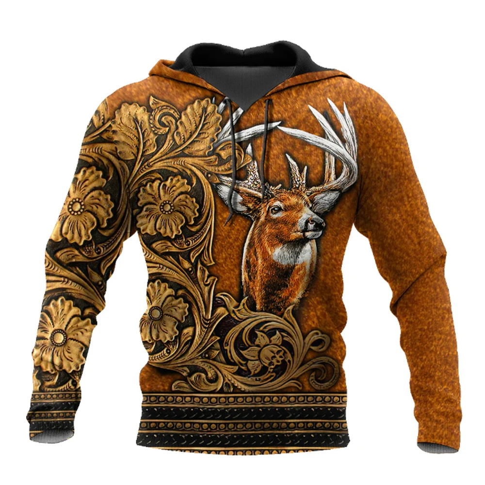 Мужская модная охотничья толстовка большая с 3D принтом животных оленей