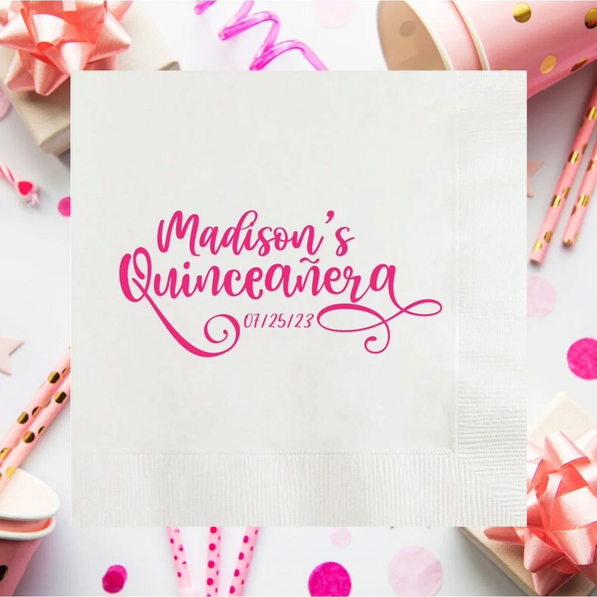 Quinceañera Birthday Personalized Napkins Custom Happy 15 Event Celebration 15th Mis Quince