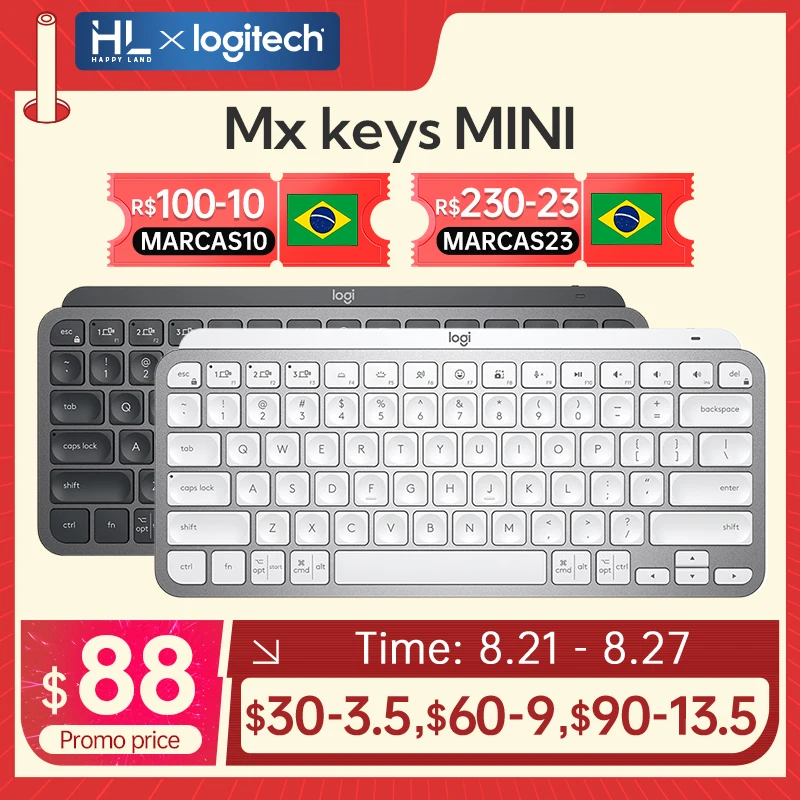 Original Logitech MX Keys Mini Wireless Backlit Keyboard Compact 2.4GHz Bluetooth Keyboard For PC Laptop
