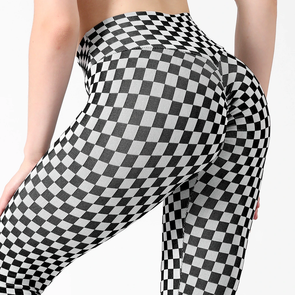 

CHECKERBOARD Scrunch Bum Leggings Butt Lift Workout Pants Women High Waist Fitness Outfits Plaids Skinny Tights Sports Wear Gym