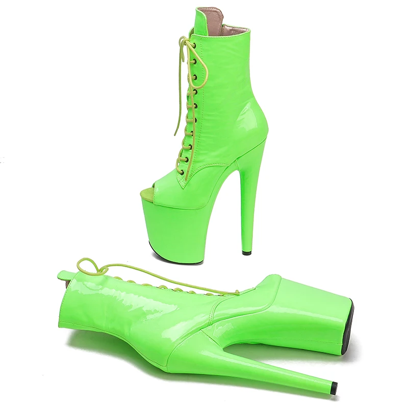 Leecabe 20cm/8inches patent shininy  upper  top open  High Heel platform   Pole Dancing boots