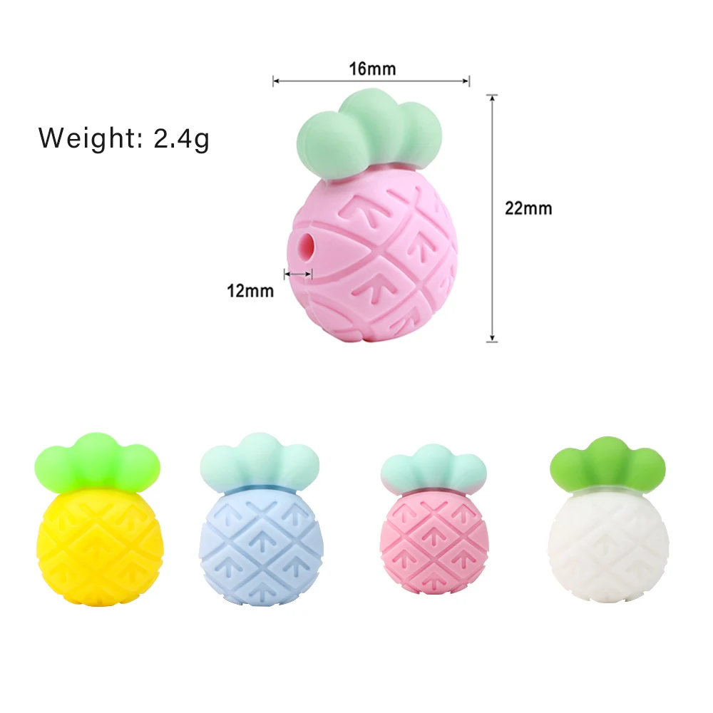 

16*22 мм 15 шт./лот Детские Силиконовые ананасы, бусины для прорезывания зубов, цепочки для соски, моляр, ожерелье, аксессуары, Прорезыватель для...