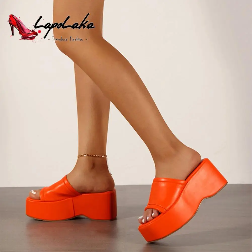 LapoLaka 2022 New Hot Super High Heel Slippers Heightening Fashion Street Outdoor Shoes All-match Comfortable Big Size Slippers