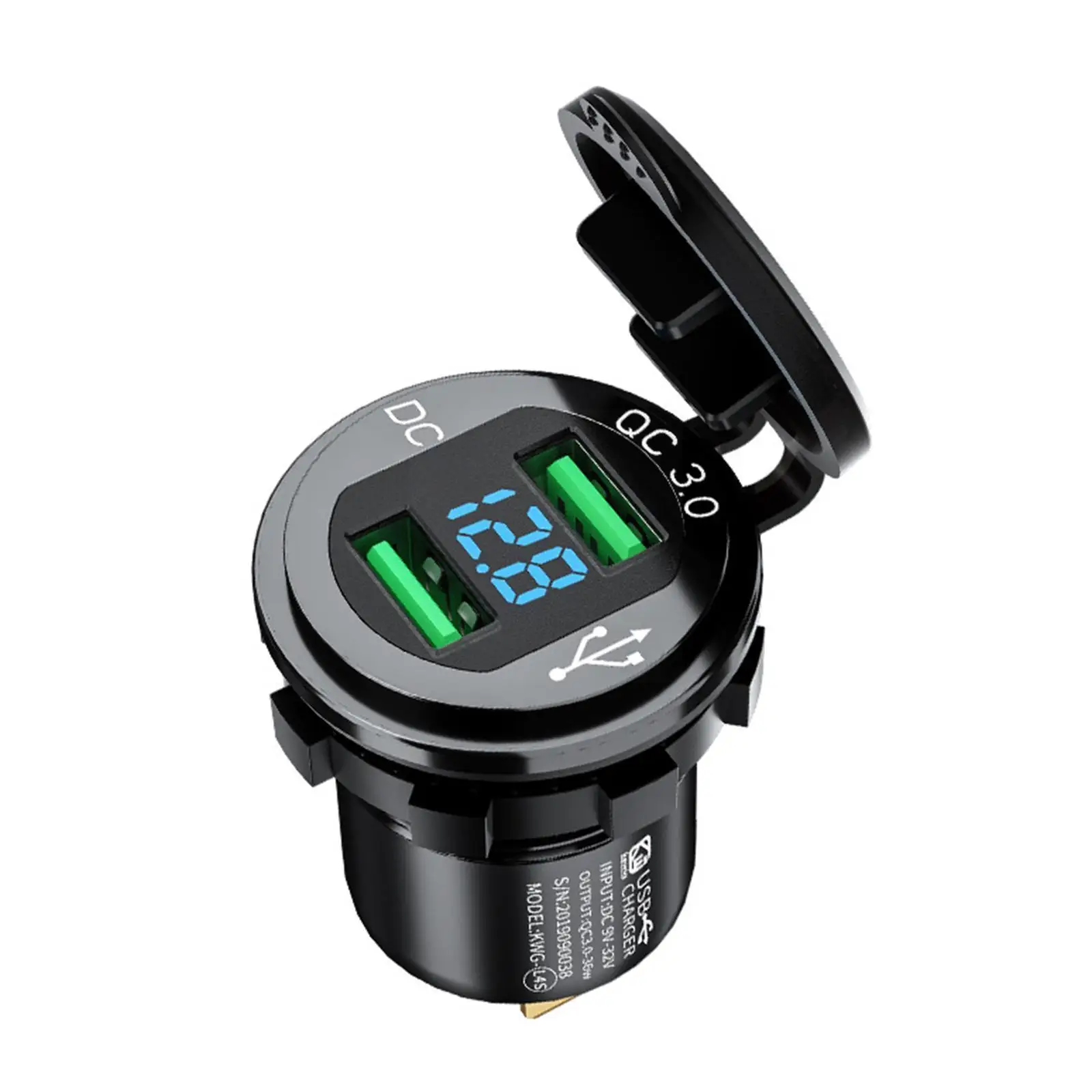 

Quick Charge 3.0 Dual Usb Charger Socket Waterproof Aluminum Power Outlet Fast Charge With Led Voltmeter For 12v/24v Car Bo P9a8