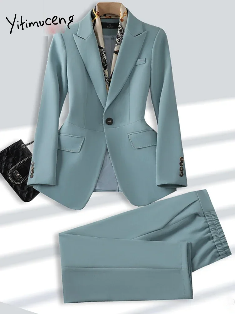 Yitimuceng офисный женский пиджак для женщин 2023 шикарные пальто с отложным воротником