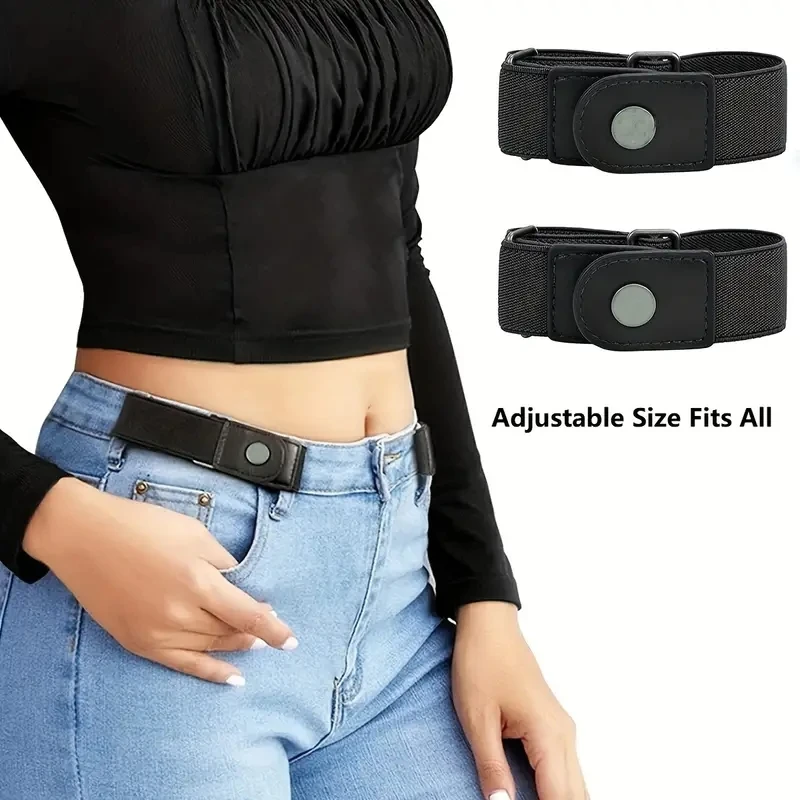

2pcs No Buckle Elastic Belts For Men And Women Casual Stretch Comfortable Invisible Belts For Jeans Pants
