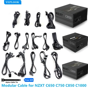 Modular Cable for NZXT C650 C750 C850 C1000 80Plus Gold PSU PCIe GPU 8Pin to 8Pin Dual 8Pin CPU 4+4Pin AXT 24Pin SATA Molex 4Pin
