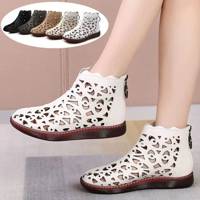 

2022 Summer Women's Hollow Out Zip Platform Breathable Boots Shoes for Women Botas Femininas Botines De Mujer Zapatos Chaussure
