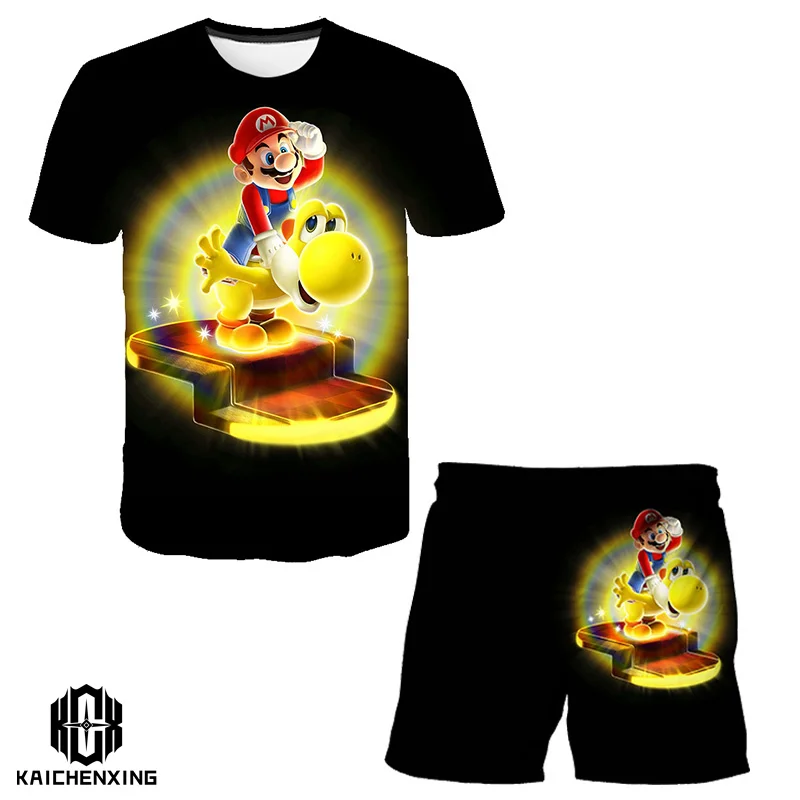 

Mario bros Tshirt Sets Kids Cartoon Fashion Casual Super Mario Children Clothing Boy Baby Men Women Short Sleeve T-shirt Top