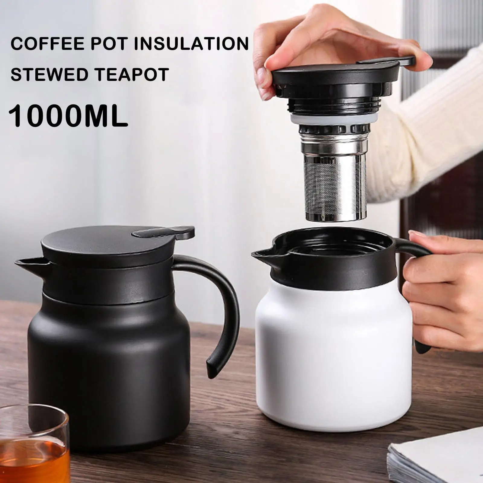 

1000ml Stainless Steel Coffee Pot Insulation Stewed Teapot Home Office Stewed Pot Teapot Tea Stuffed Teapot Kettle Coffee Pot
